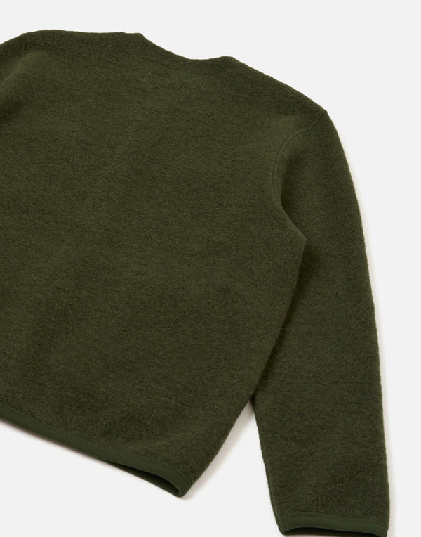 Olive wool fleece cardigan