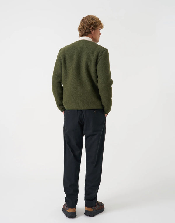 Olive wool fleece cardigan