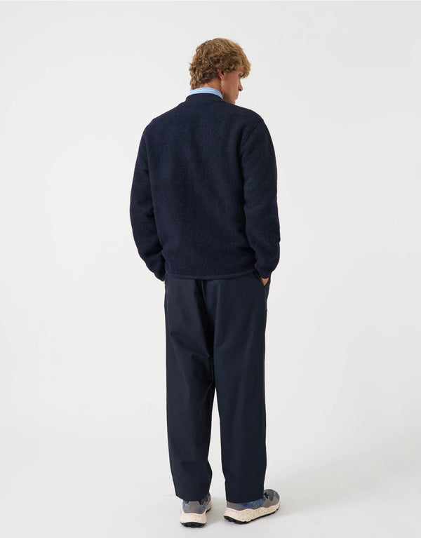 Navy wool fleece zip bomber