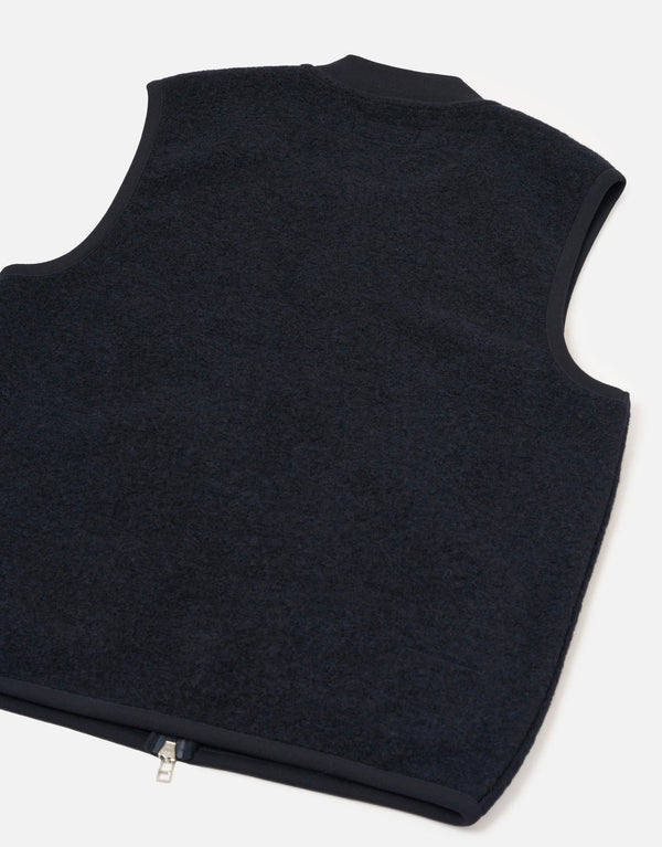 Navy wool fleece zip waistcoat