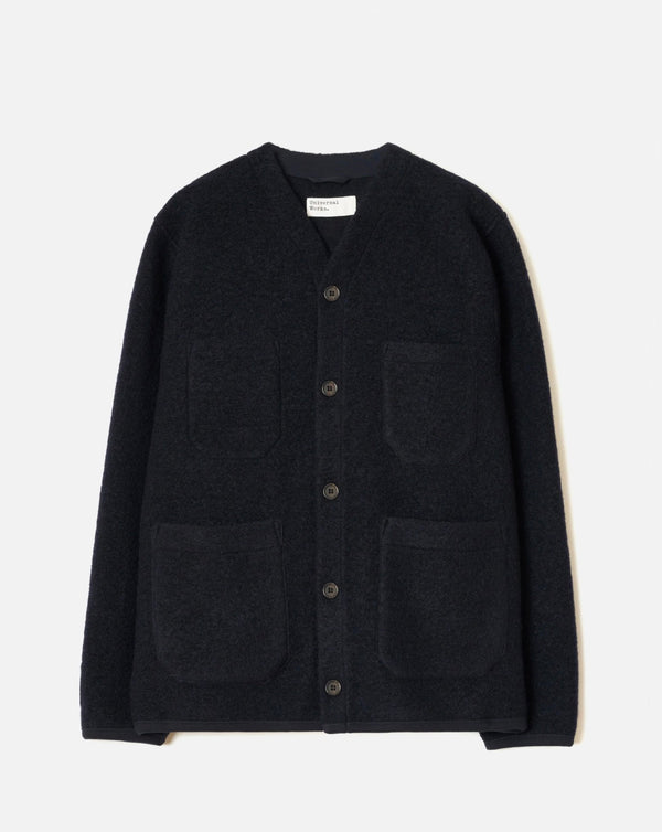 Navy wool fleece cardigan