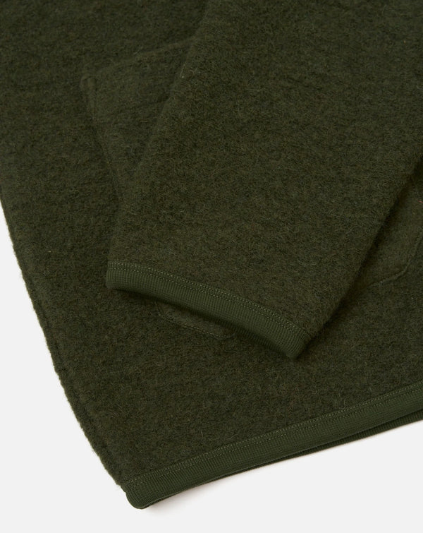 Olive wool fleece cardigan