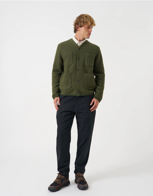 Olive wool fleece cardigan