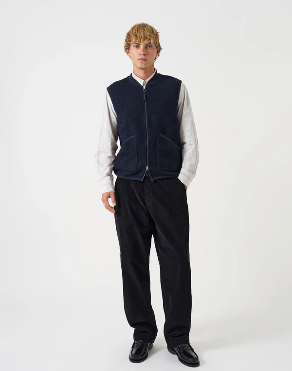 Navy wool fleece zip waistcoat