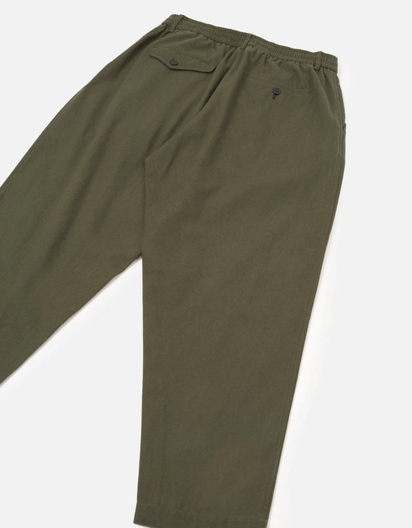 Olive Brushed Moleskin Pleated Track Pant
