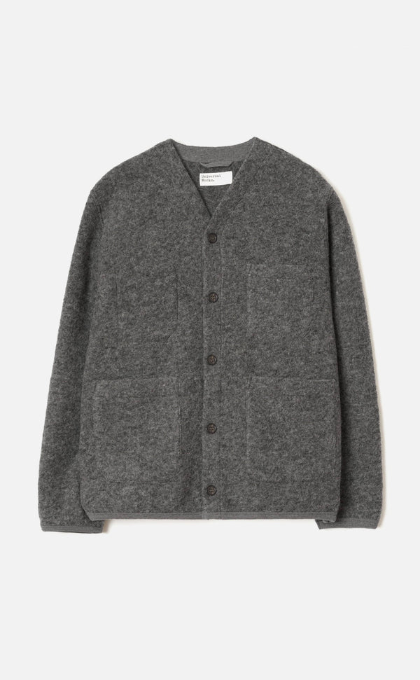 Grey marl wool fleece cardigan
