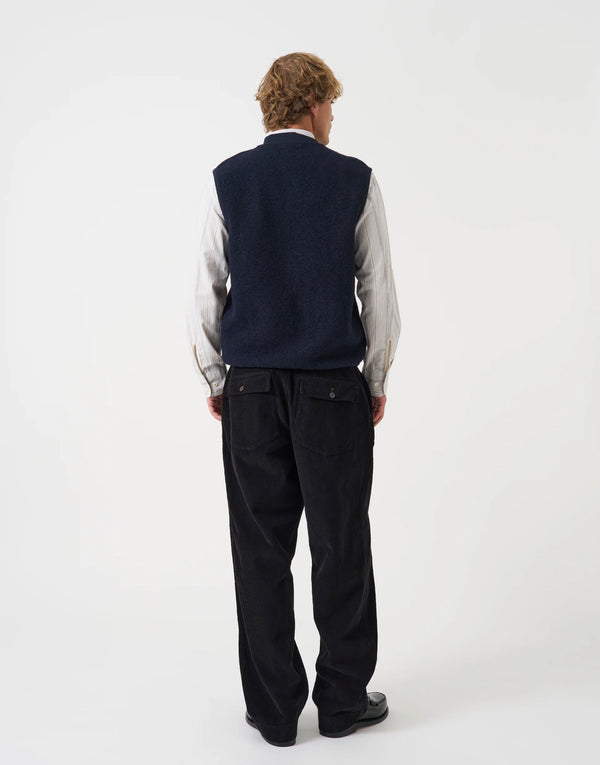 Navy wool fleece zip waistcoat