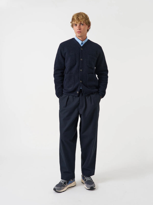 Navy wool fleece cardigan