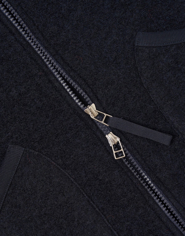 Navy wool fleece zip waistcoat