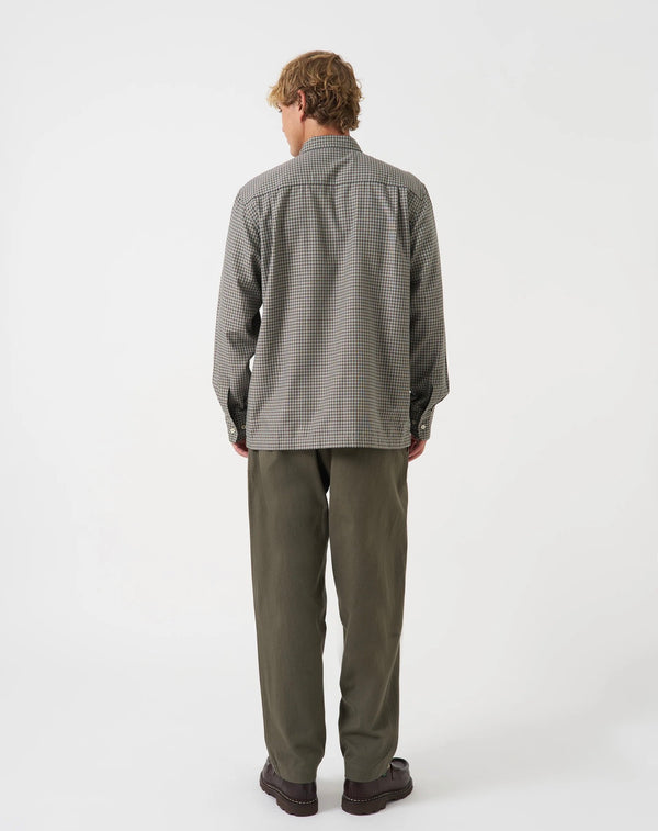 Olive Brushed Moleskin Pleated Track Pant