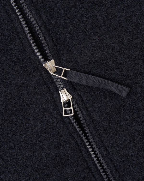Navy wool fleece zip bomber