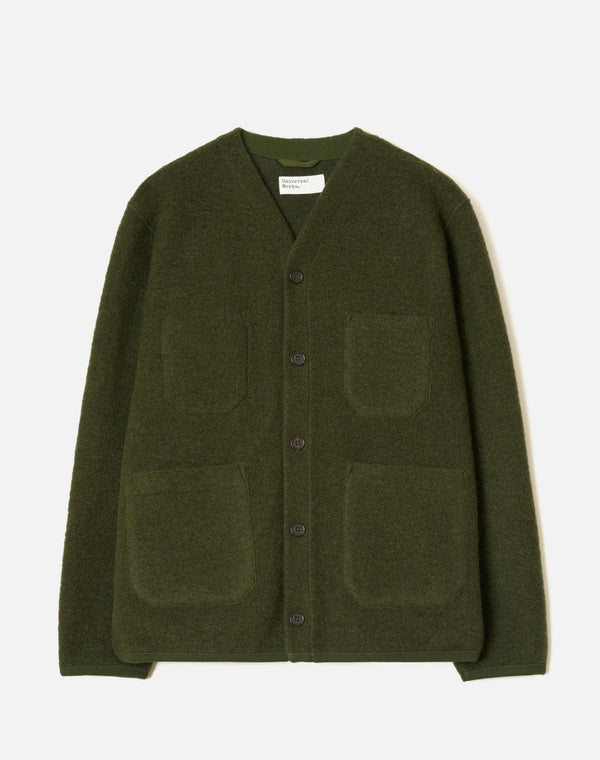 Olive wool fleece cardigan