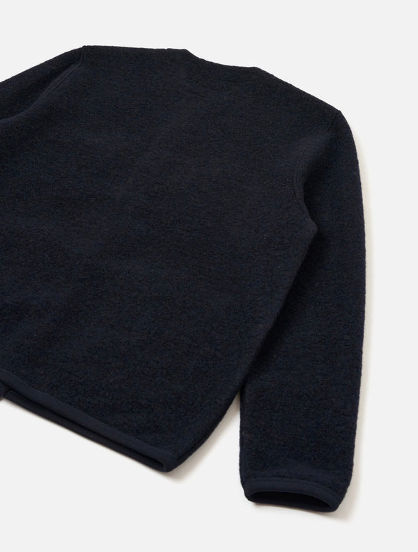 Navy wool fleece cardigan