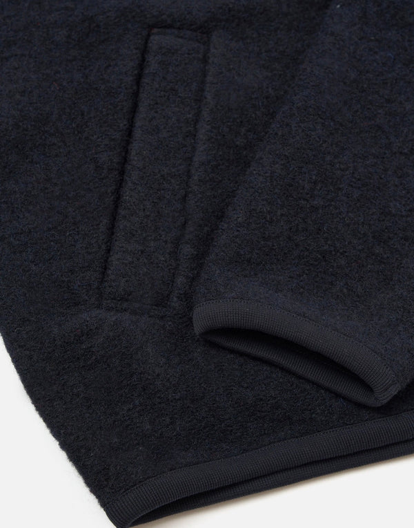 Navy wool fleece zip bomber