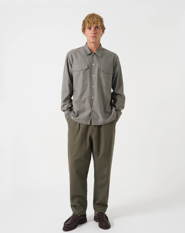 Olive Brushed Moleskin Pleated Track Pant