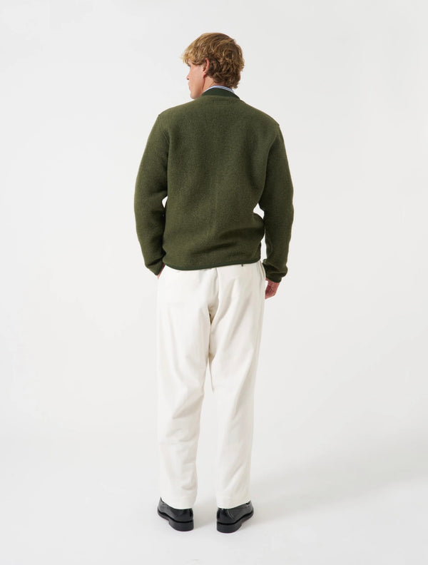 Olive wool fleece zip bomber