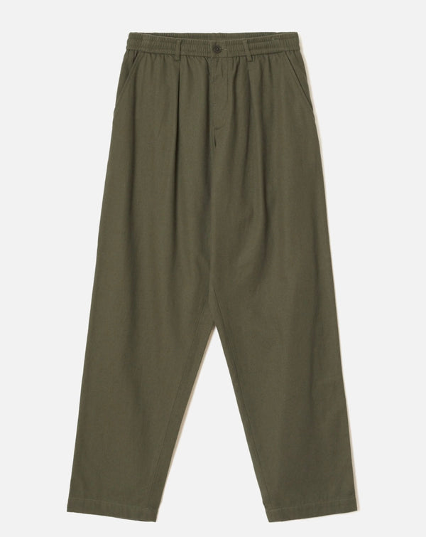 Olive Brushed Moleskin Pleated Track Pant