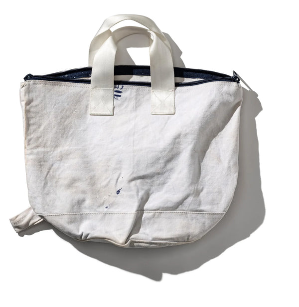 vintage postal bag white handle
