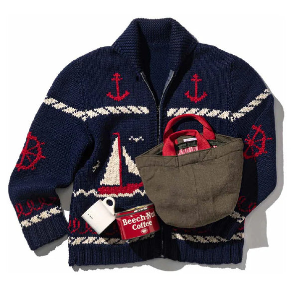 vintage wool garments zip tot , limited edition, red lining