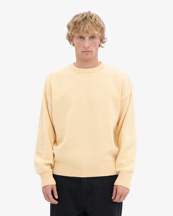 Oversized merino wool crew yellow