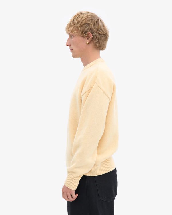 Oversized merino wool crew yellow