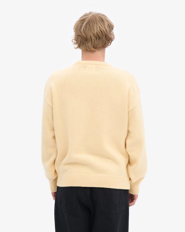 Oversized merino wool crew yellow