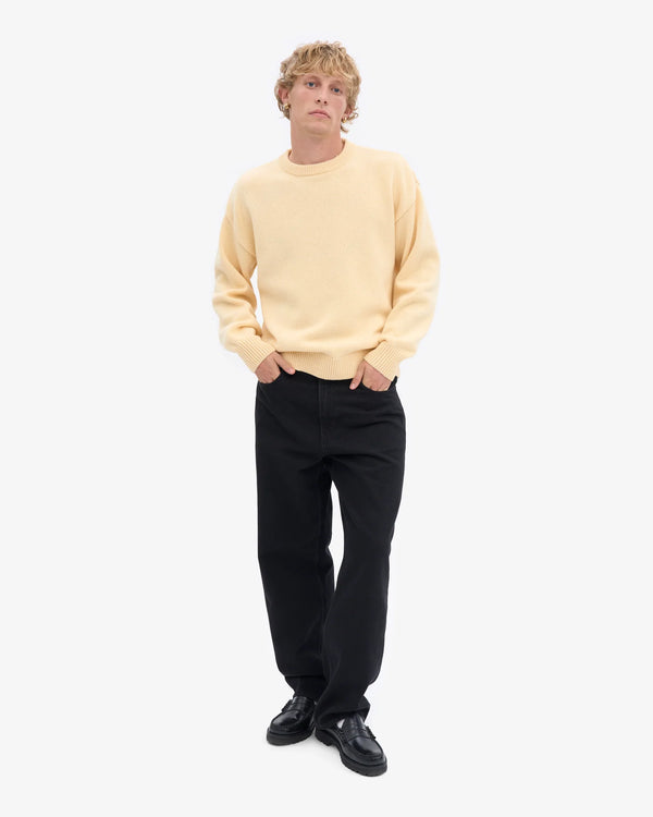 Oversized merino wool crew yellow