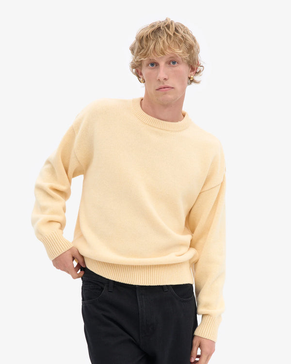 Oversized merino wool crew yellow