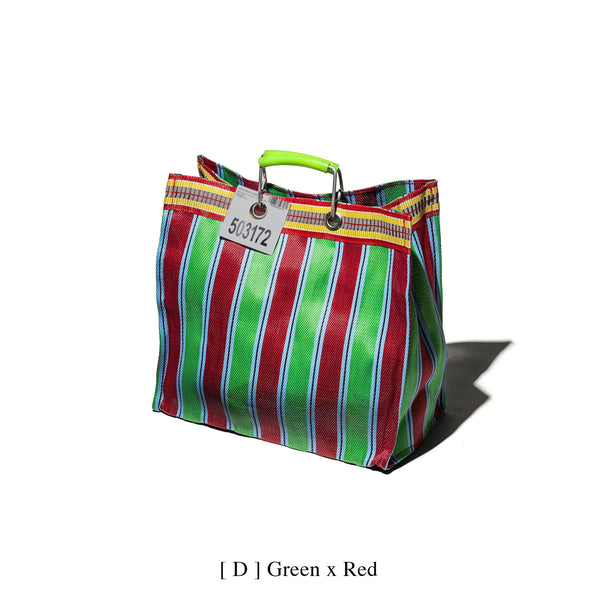 recycled plastic bag stripes square green/red